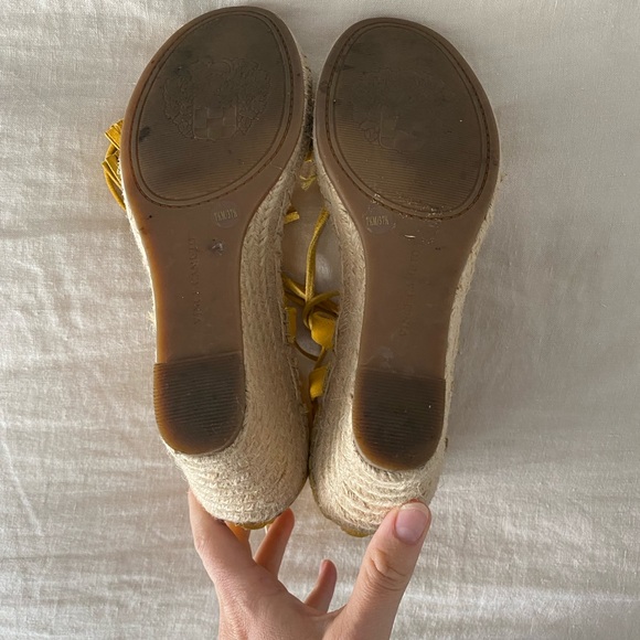 Yellow suede lace up wedge heel espadrilles by Vince Camuto - Picture 4 of 6